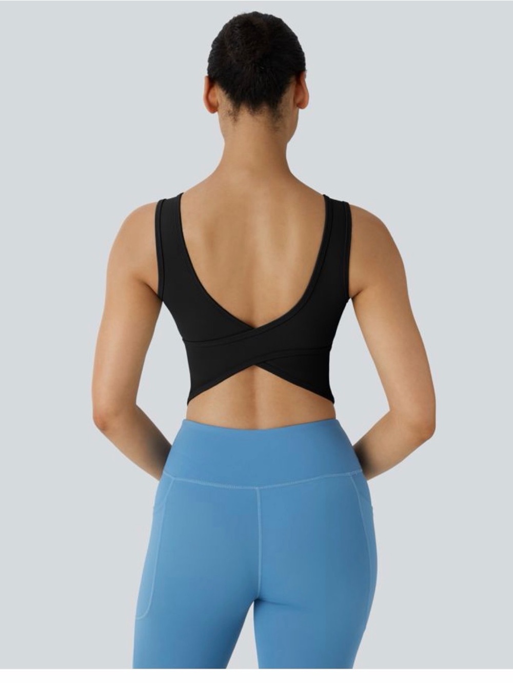 Halara Black U Neck Crossover Barre Ballet Dance Tank Top